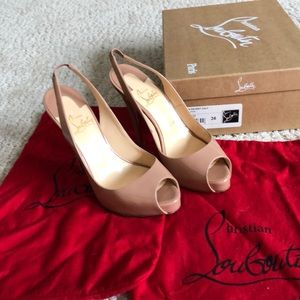 Louboutin Prive 120 Patent Nude heels